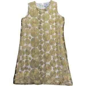 CZ by Charlotte Zapf Girls Size 8 Gold Circle Lace Sheath Dress